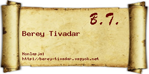Berey Tivadar névjegykártya